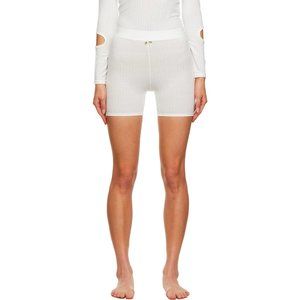 Sandy Liang Off-White Knit Pointelle Shrute Shorts, XS